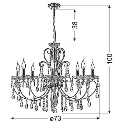 Lampadario a sospensione con catena AURORA 8xE14/40W/230V
