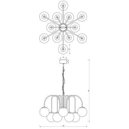 Lampadario a sospensione con catena CAMBRIDGE 12xE14/60W/230V nero