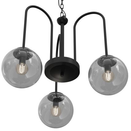 Lampadario a sospensione con catena CAMBRIDGE 3xE14/60W/230V nero