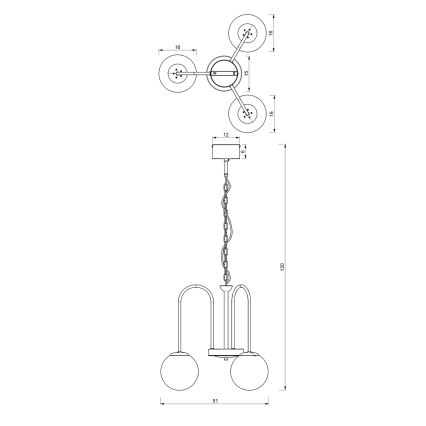 Lampadario a sospensione con catena CAMBRIDGE 3xE14/60W/230V nero/ottone