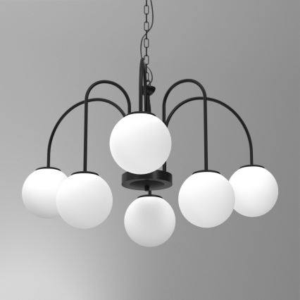 Lampadario a sospensione con catena CAMBRIDGE 6xE14/60W/230V nero