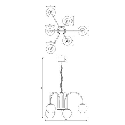 Lampadario a sospensione con catena CAMBRIDGE 6xE14/60W/230V nero