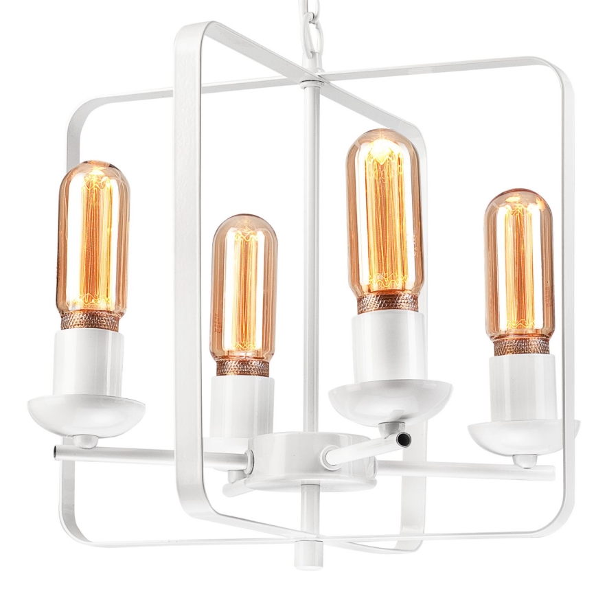 Lampadario a sospensione con catena CEDRIC II 4xE27/60W/230V bianco