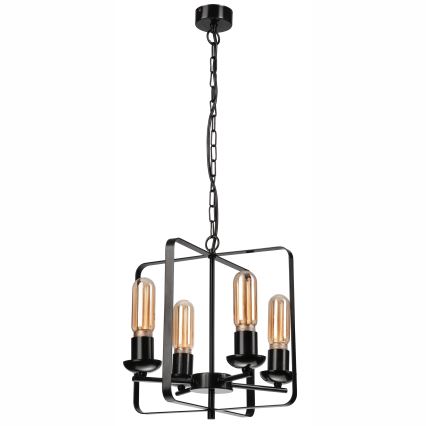 Lampadario a sospensione con catena CEDRIC II 4xE27/60W/230V nero
