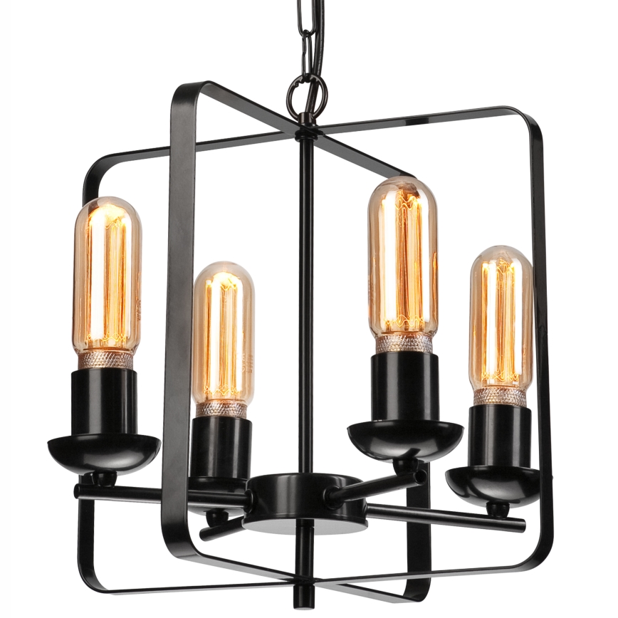 Lampadario a sospensione con catena CEDRIC II 4xE27/60W/230V nero