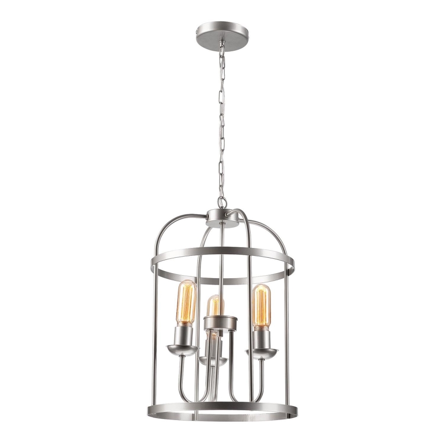 Lampadario a sospensione con catena CONSTANTINE 3xE27/60W/230V cromo opaco