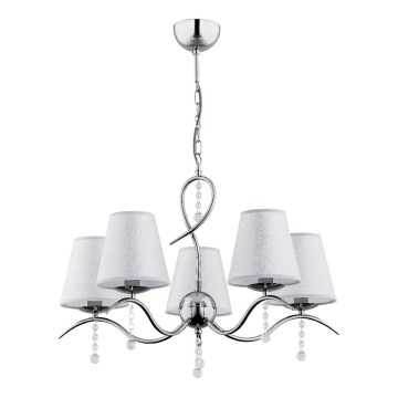 Lampadario a sospensione con catena DIVA 5xE14/10W/230V cromo lucido