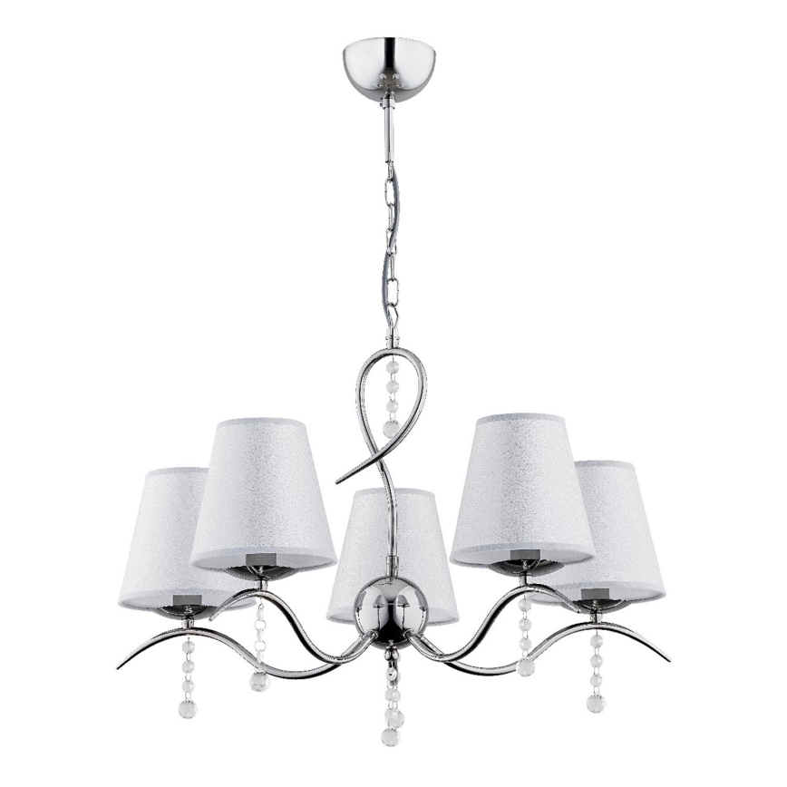Lampadario a sospensione con catena DIVA 5xE14/10W/230V cromo lucido
