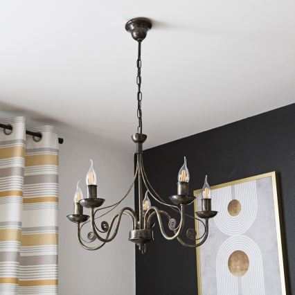 Lampadario a sospensione con catena DONATO 5xE14/40W/230V