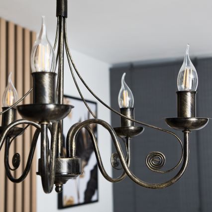 Lampadario a sospensione con catena DONATO 5xE14/40W/230V