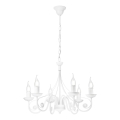 Lampadario a sospensione con catena DONATO 6xE14/40W/230V bianco