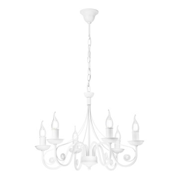 Lampadario a sospensione con catena DONATO 6xE14/40W/230V bianco
