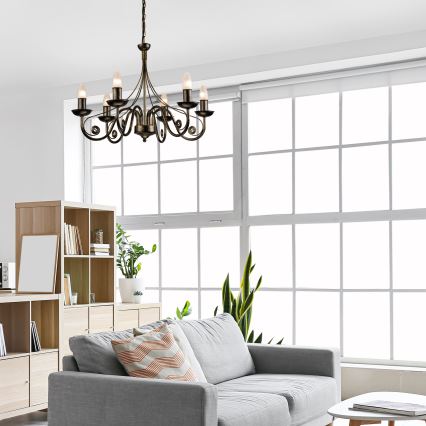 Lampadario a sospensione con catena DONATO 6xE14/40W/230V