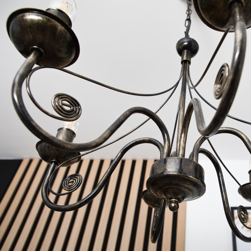 Lampadario a sospensione con catena DONATO 6xE14/40W/230V