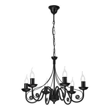 Lampadario a sospensione con catena DONATO 6xE14/40W/230V nero