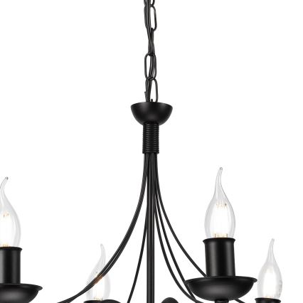 Lampadario a sospensione con catena DONATO 6xE14/40W/230V nero