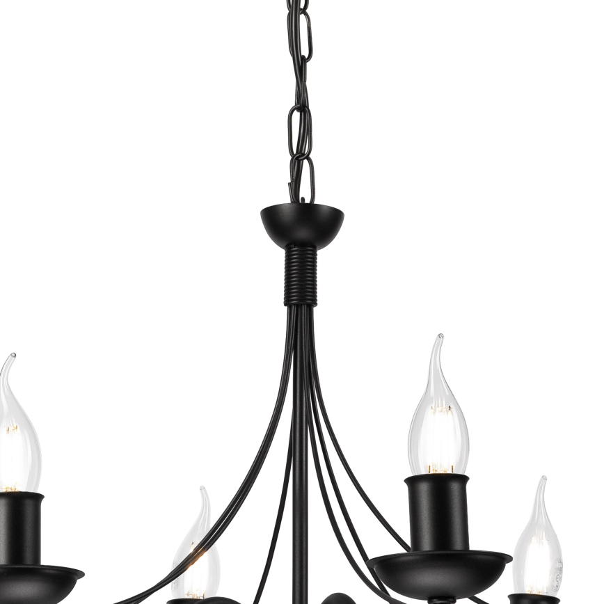 Lampadario a sospensione con catena DONATO 6xE14/40W/230V nero