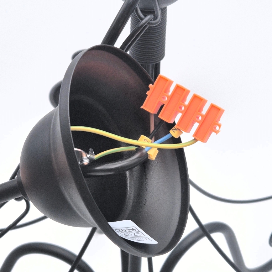 Lampadario a sospensione con catena DONATO 6xE14/40W/230V nero
