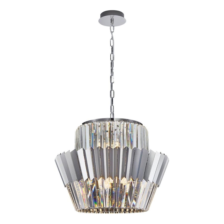 Lampadario a sospensione con catena DONNA 12xE14/40W/230V diametro 55 cm cromo opaco