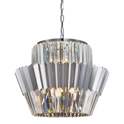 Lampadario a sospensione con catena DONNA 12xE14/40W/230V diametro 55 cm cromo opaco