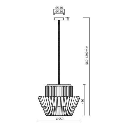 Lampadario a sospensione con catena DONNA 12xE14/40W/230V diametro 55 cm cromo opaco