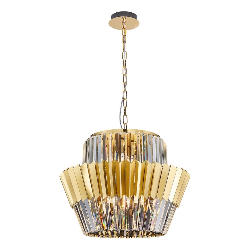 Lampadario a sospensione con catena DONNA 12xE14/40W/230V diametro 55 cm oro