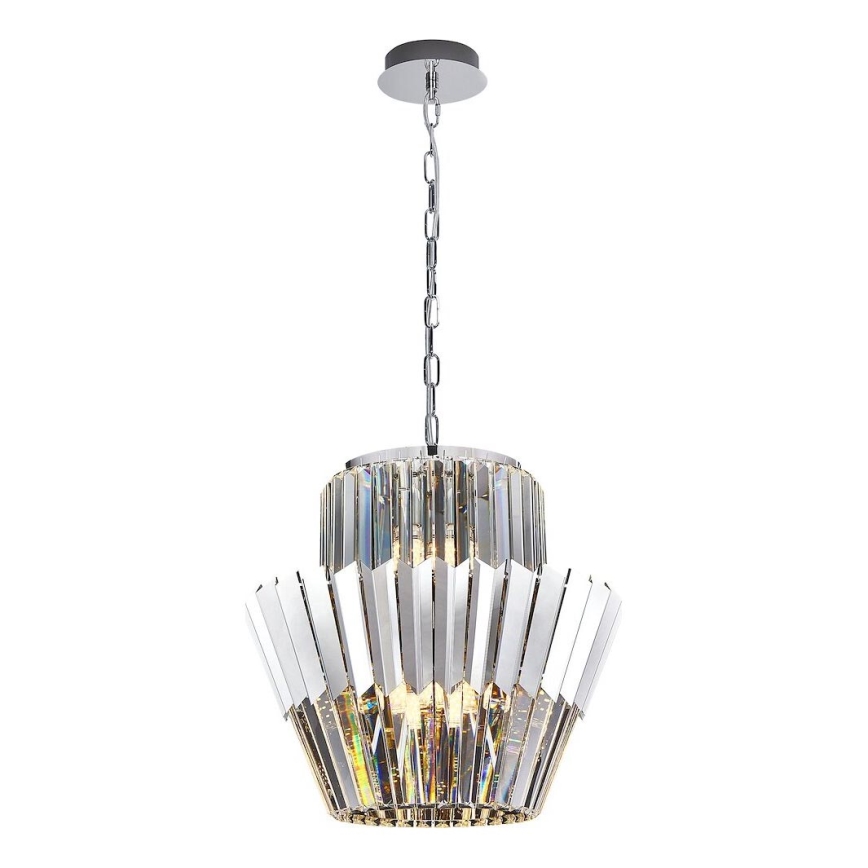 Lampadario a sospensione con catena DONNA 9xE14/40W/230V diametro 45 cm cromo opaco
