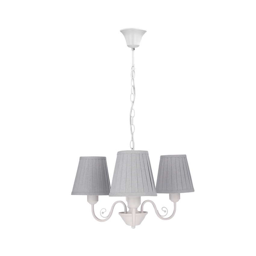 Lampadario a sospensione con catena FIREZ 3xE27/40W/230V bianco/grigio
