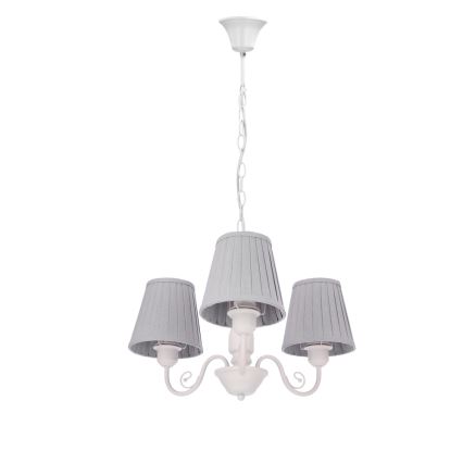 Lampadario a sospensione con catena FIREZ 3xE27/40W/230V bianco/grigio