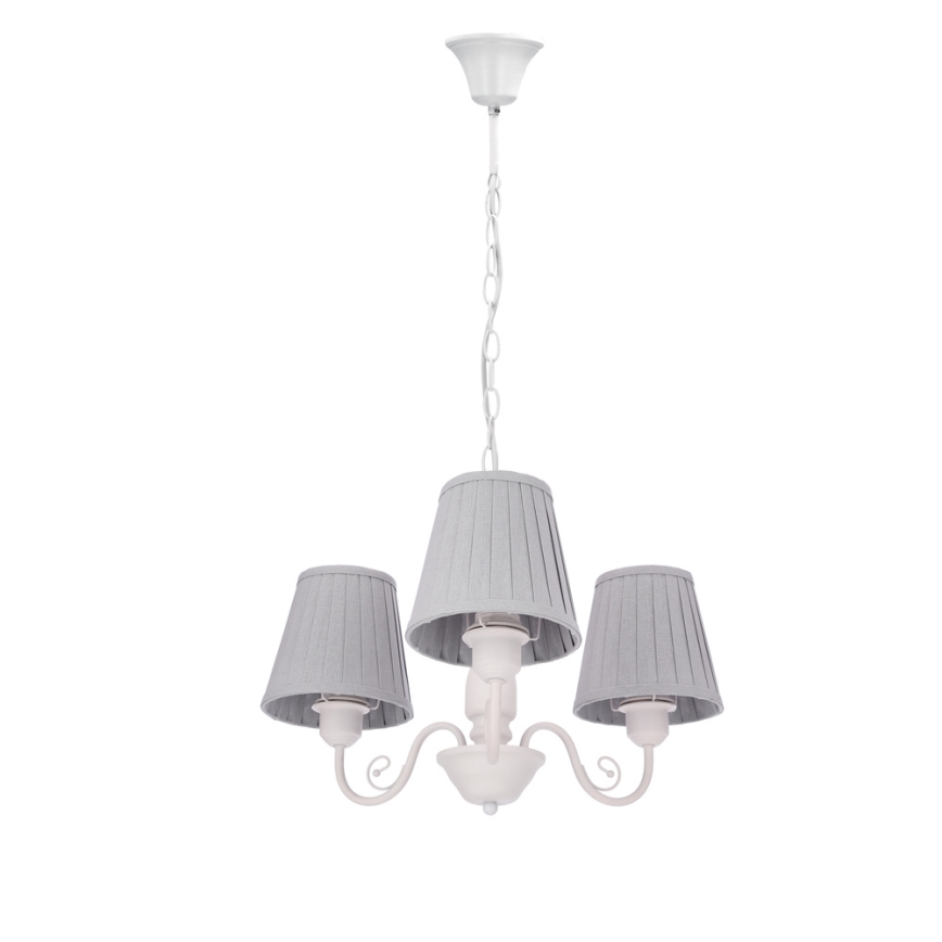 Lampadario a sospensione con catena FIREZ 3xE27/40W/230V bianco/grigio