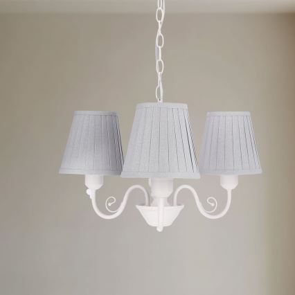 Lampadario a sospensione con catena FIREZ 3xE27/40W/230V bianco/grigio