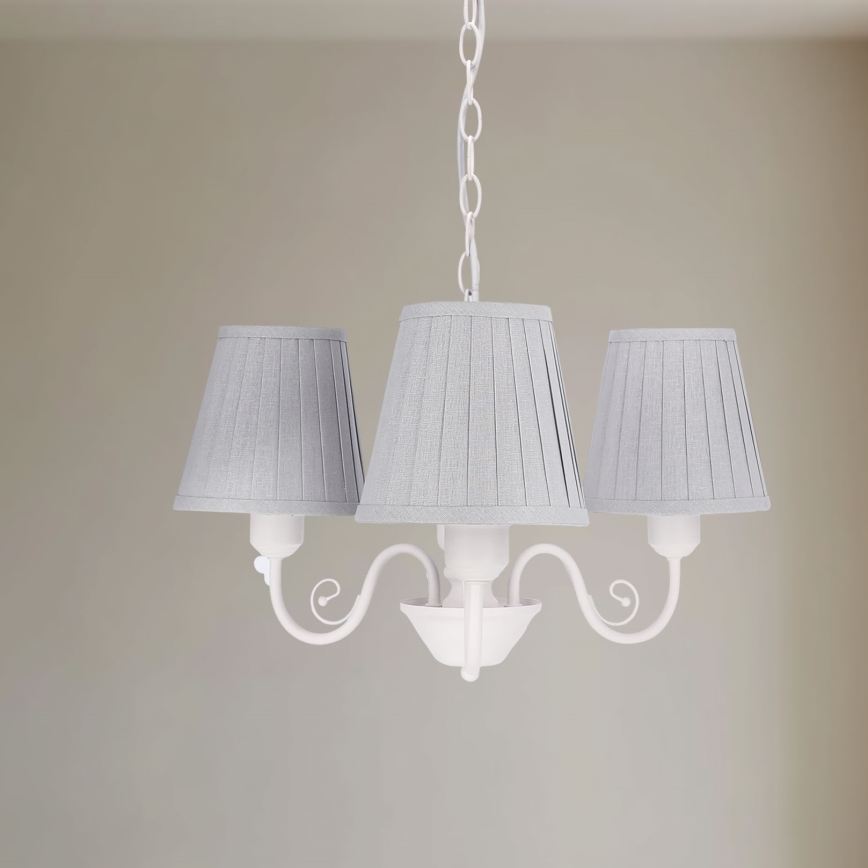 Lampadario a sospensione con catena FIREZ 3xE27/40W/230V bianco/grigio