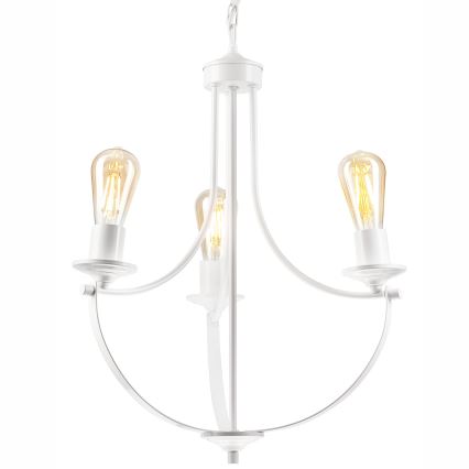 Lampadario a sospensione con catena GINA 3xE27/60W/230V bianco