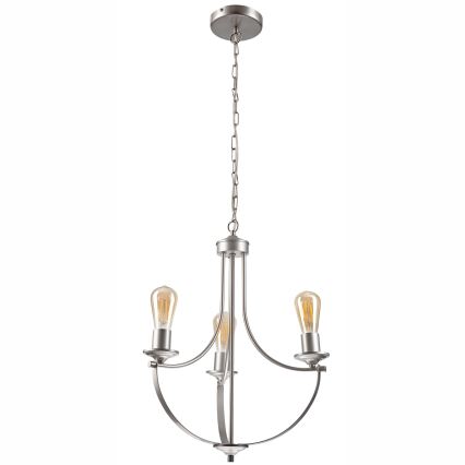 Lampadario a sospensione con catena GINA 3xE27/60W/230V cromo opaco