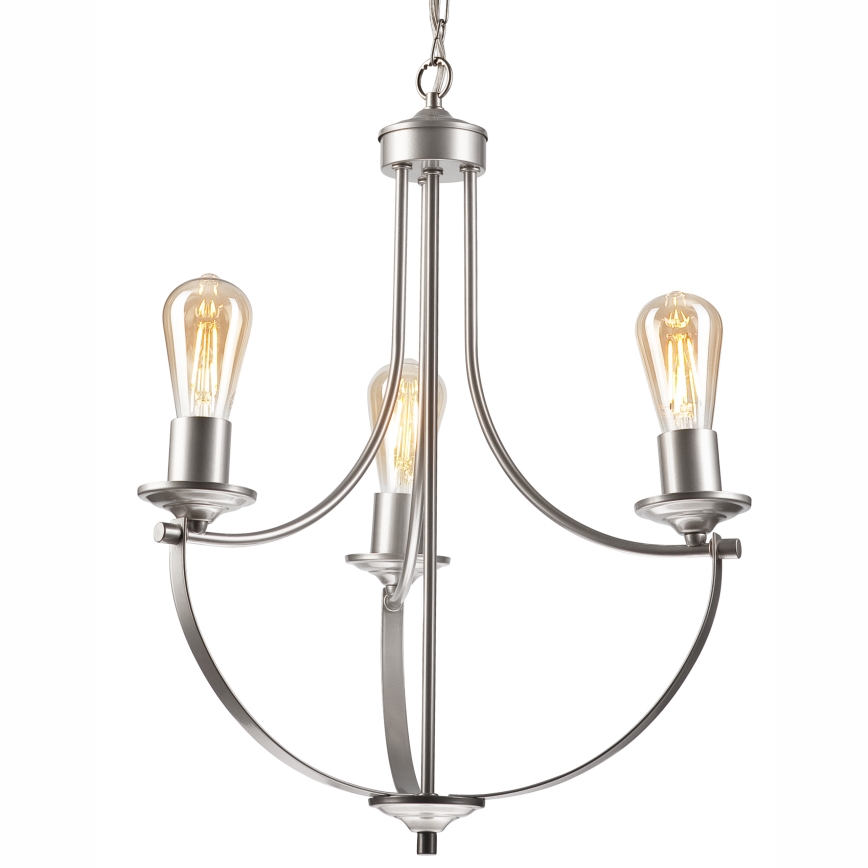 Lampadario a sospensione con catena GINA 3xE27/60W/230V cromo opaco