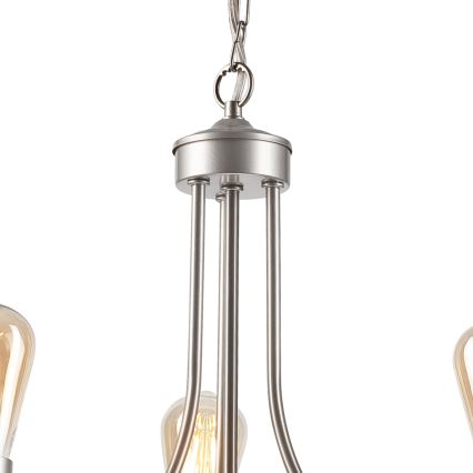 Lampadario a sospensione con catena GINA 3xE27/60W/230V cromo opaco