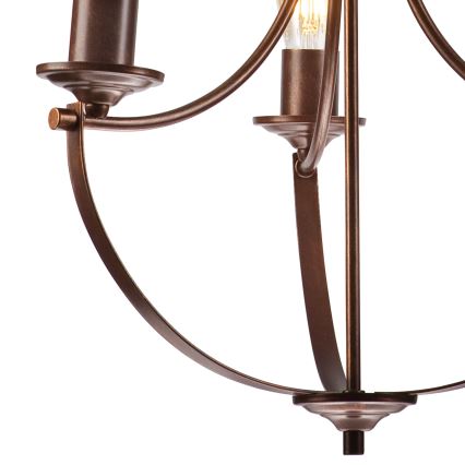 Lampadario a sospensione con catena GINA 3xE27/60W/230V marrone