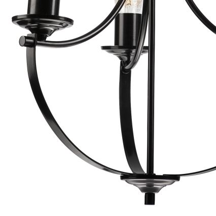 Lampadario a sospensione con catena GINA 3xE27/60W/230V nero