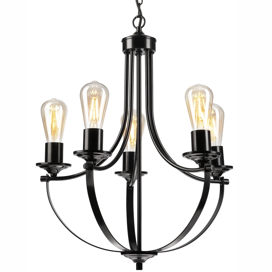 Lampadario a sospensione con catena GINA 5xE27/60W/230V nero