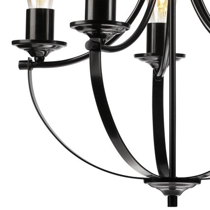 Lampadario a sospensione con catena GINA 5xE27/60W/230V nero