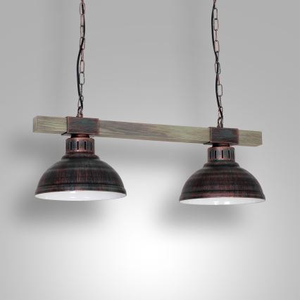 Lampadario a sospensione con catena HAKON 2xE27/60W/230V patina