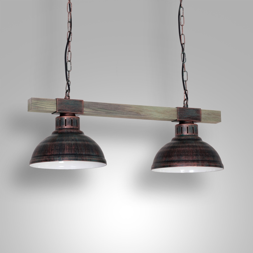Lampadario a sospensione con catena HAKON 2xE27/60W/230V patina