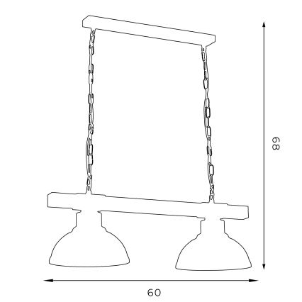 Lampadario a sospensione con catena HAKON 2xE27/60W/230V patina