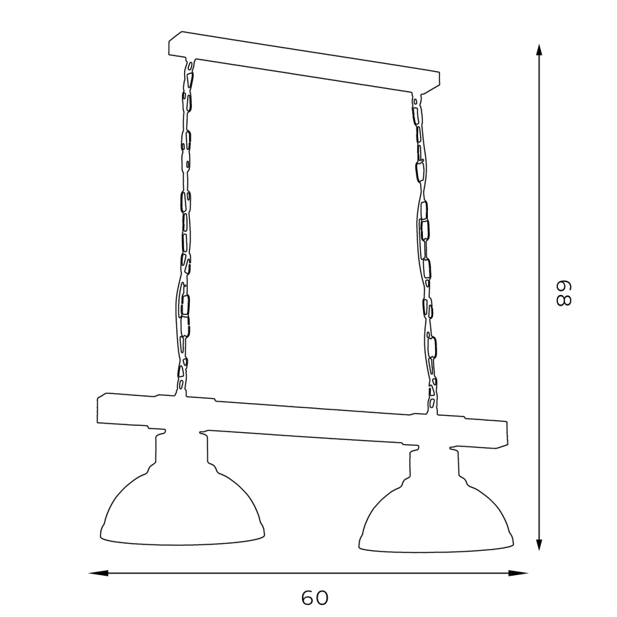 Lampadario a sospensione con catena HAKON 2xE27/60W/230V patina