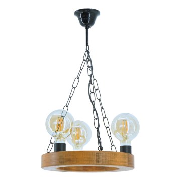 Lampadario a sospensione con catena IOS 3xE27/60W/230V diametro 30 cm faggio - FSC certificato