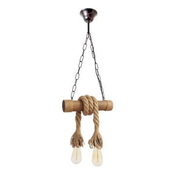 Lampadario a sospensione con catena KOS 2xE27/60W/230V faggio - FSC certificato