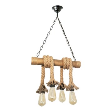 Lampadario a sospensione con catena KOS 4xE27/60W/230V faggio - FSC certificato