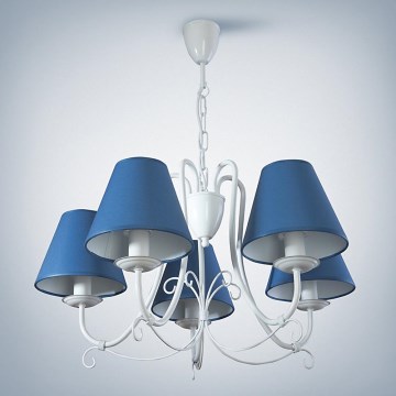 Lampadario a sospensione con catena LILLIAN 5xE14/40W/230V blu scuro