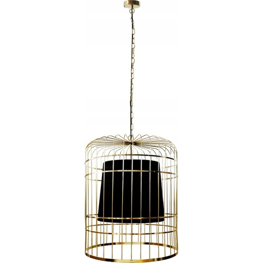 Lampadario a sospensione con catena LONGIS 2xE27/60W/230V diametro 60 cm oro/nero