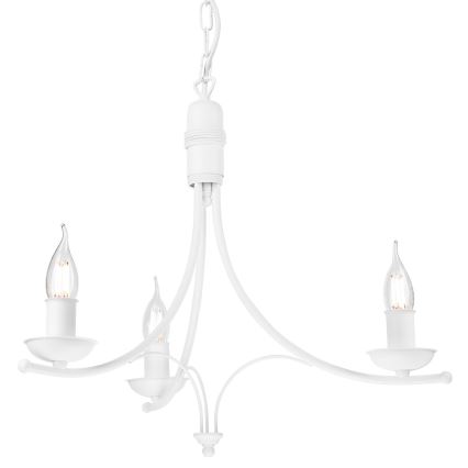 Lampadario a sospensione con catena LUCY 3xE14/60W/230V bianco